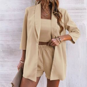3 piece tan work from home set.